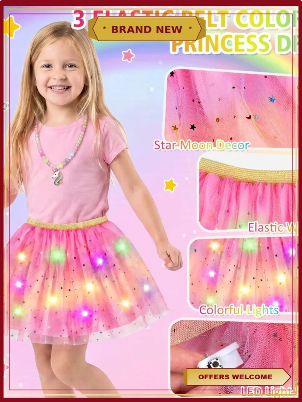 Toddler Girls Princess Dress Up Costume with Shoes & Accessories Role Play Set